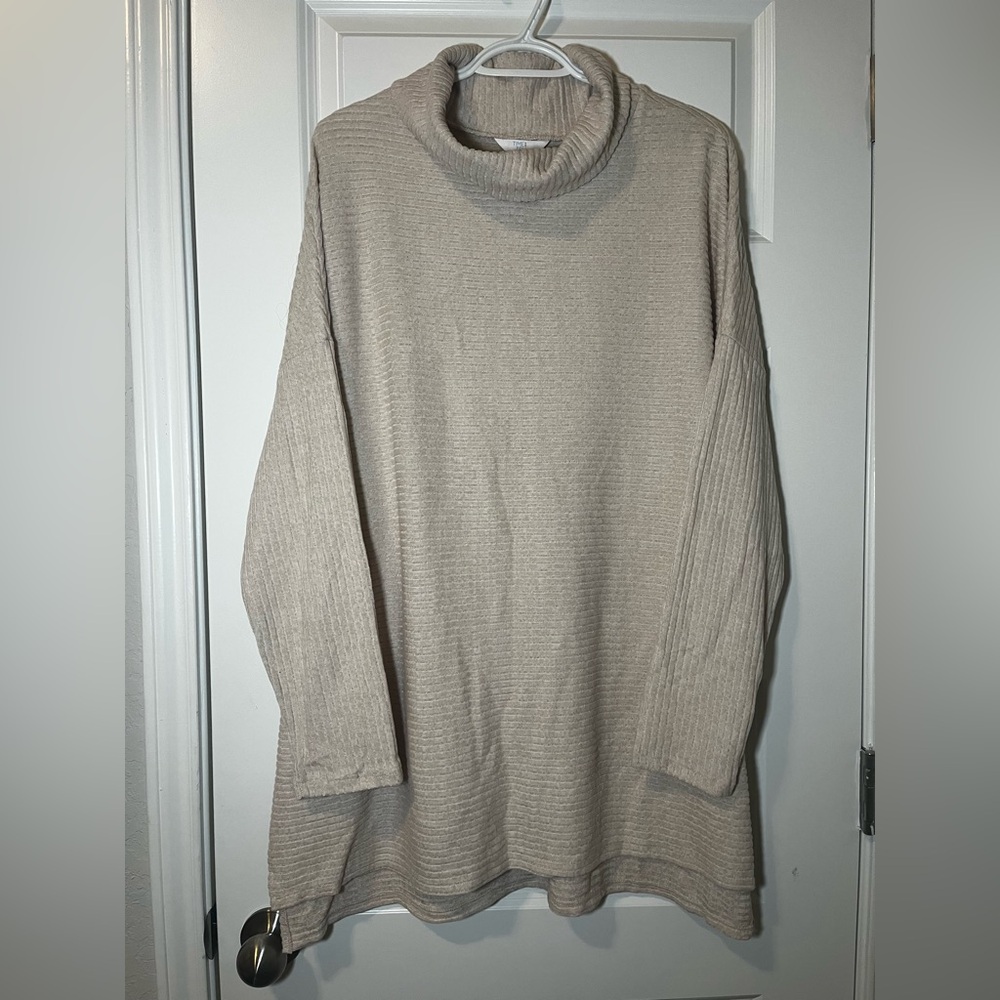 Time and Tru Turtleneck Sweater in Light Beige